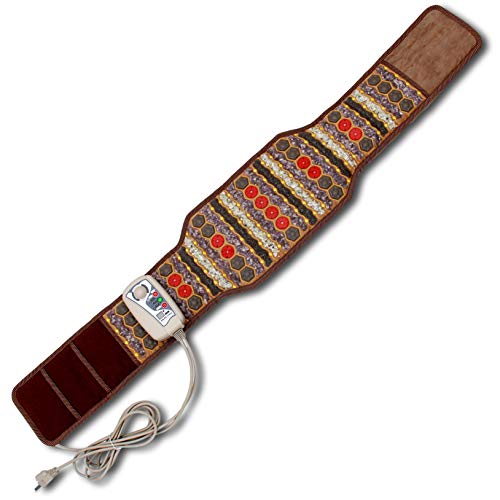ThermoGem Far Infrared Bio-Magnetic Photon Belt - Natural Amethyst Tourmaline Jade - Adjustable FIR Heating 30-70°C - 1-30 Hz PEMF Magnetism - Monochromic Red Light 660 Nm - Negative Ions - 220V