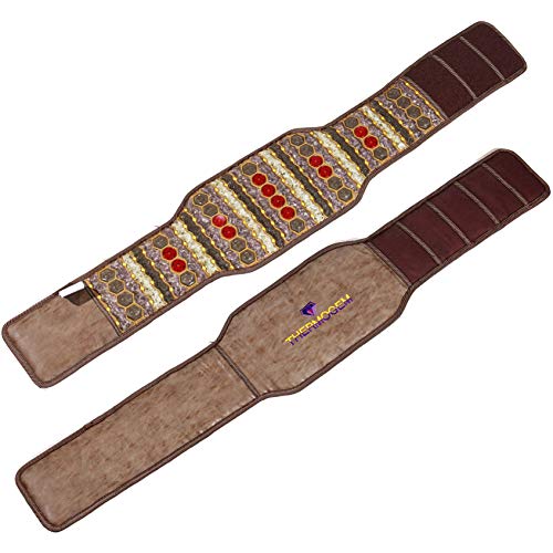 ThermoGem Far Infrared Bio-Magnetic Photon Belt - Natural Amethyst Tourmaline Jade - Adjustable FIR Heating 30-70°C - 1-30 Hz PEMF Magnetism - Monochromic Red Light 660 Nm - Negative Ions - 220V