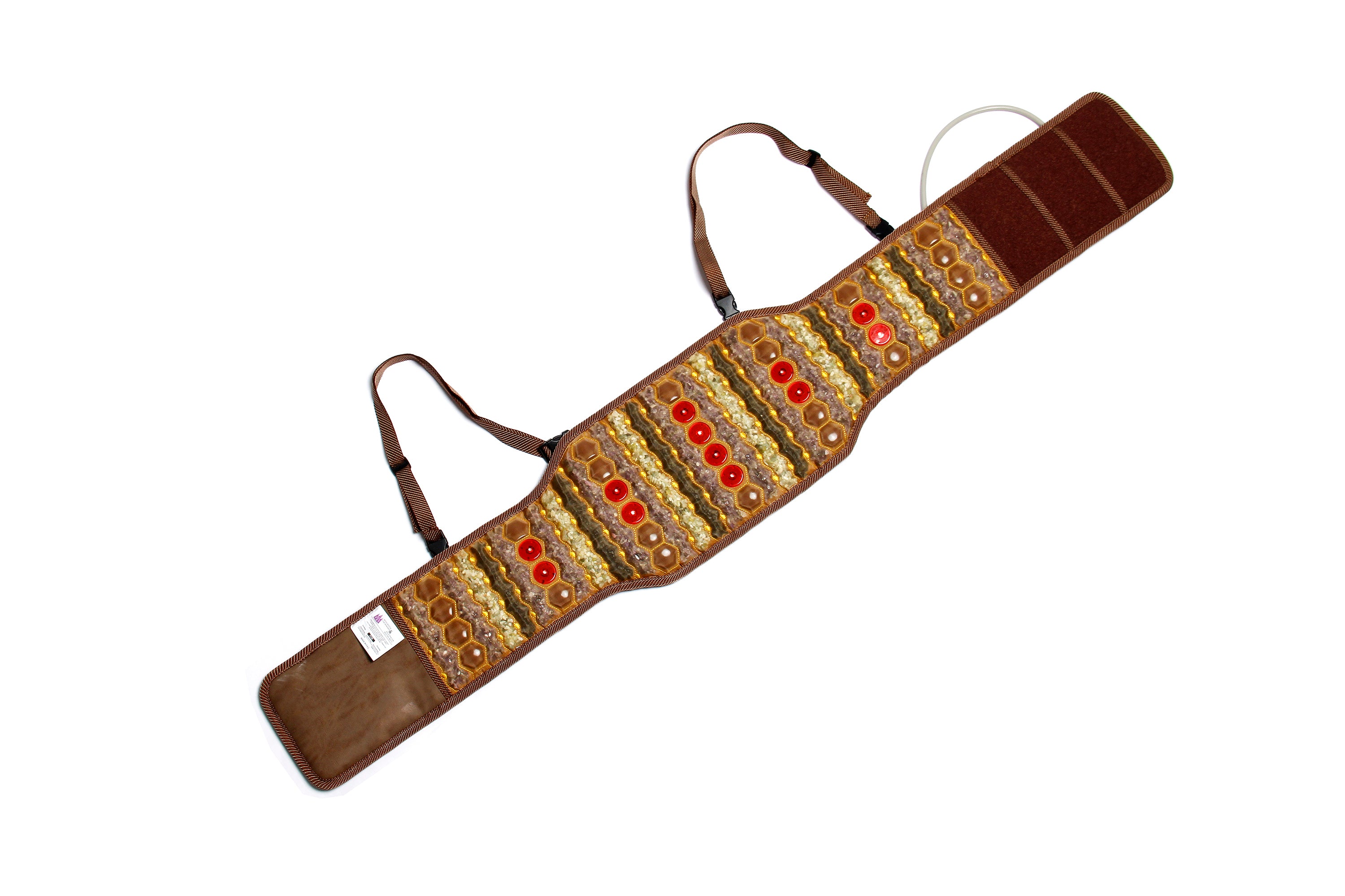 ThermoGem Far Infrared Bio-Magnetic Photon Belt - Natural Amethyst Tourmaline Jade - Adjustable FIR Heating 30-70°C - 1-30 Hz PEMF Magnetism - Monochromic Red Light 660 Nm - Negative Ions - 220V