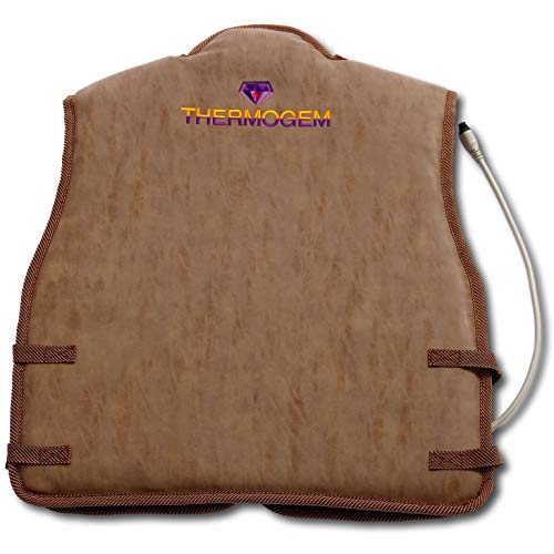 ThermoGem Far Infrared Bio-Magnetic Photon Long Vest - Natural Amethyst + Tourmaline + Jade - Adjustable FIR Heating 30-70°C & Magnetism - Monochromic Red Light 660 Nm - Negative Ions - 220-240V