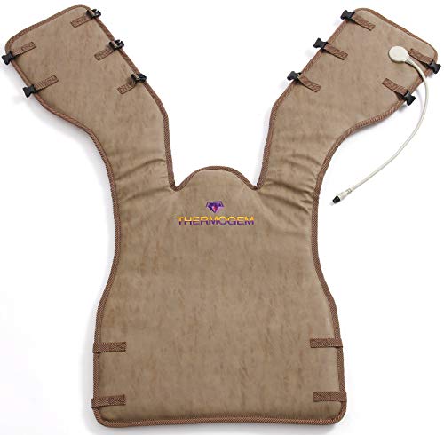 ThermoGem Far Infrared Bio-Magnetic Photon Long Vest - Natural Amethyst + Tourmaline + Jade - Adjustable FIR Heating 30-70°C & Magnetism - Monochromic Red Light 660 Nm - Negative Ions - 220-240V