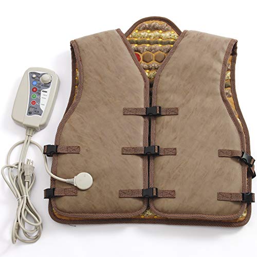 ThermoGem Far Infrared Bio-Magnetic Photon Long Vest - Natural Amethyst + Tourmaline + Jade - Adjustable FIR Heating 30-70°C & Magnetism - Monochromic Red Light 660 Nm - Negative Ions - 220-240V