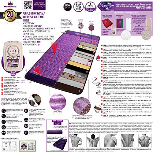 Purple Infrared Heat PEMF Photon Bio-Magnetic Amethyst Agate Mat 220-240V