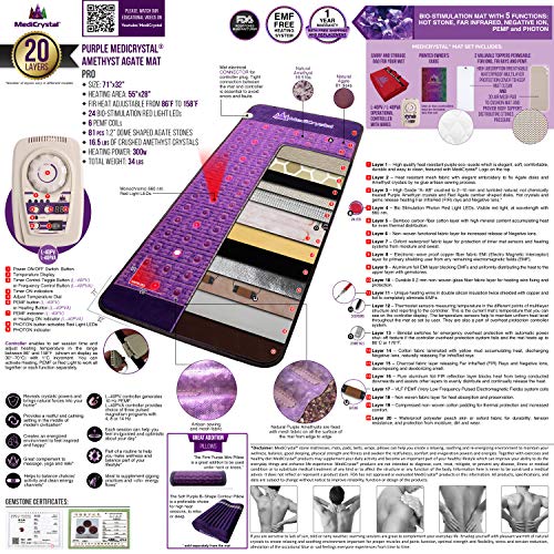 Purple Infrared Heat PEMF Photon Bio-Magnetic Amethyst Agate Mat 220-240V