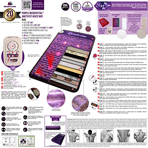 Purple Infrared Heat PEMF Photon Bio-Magnetic Amethyst Agate Mat 220-240V