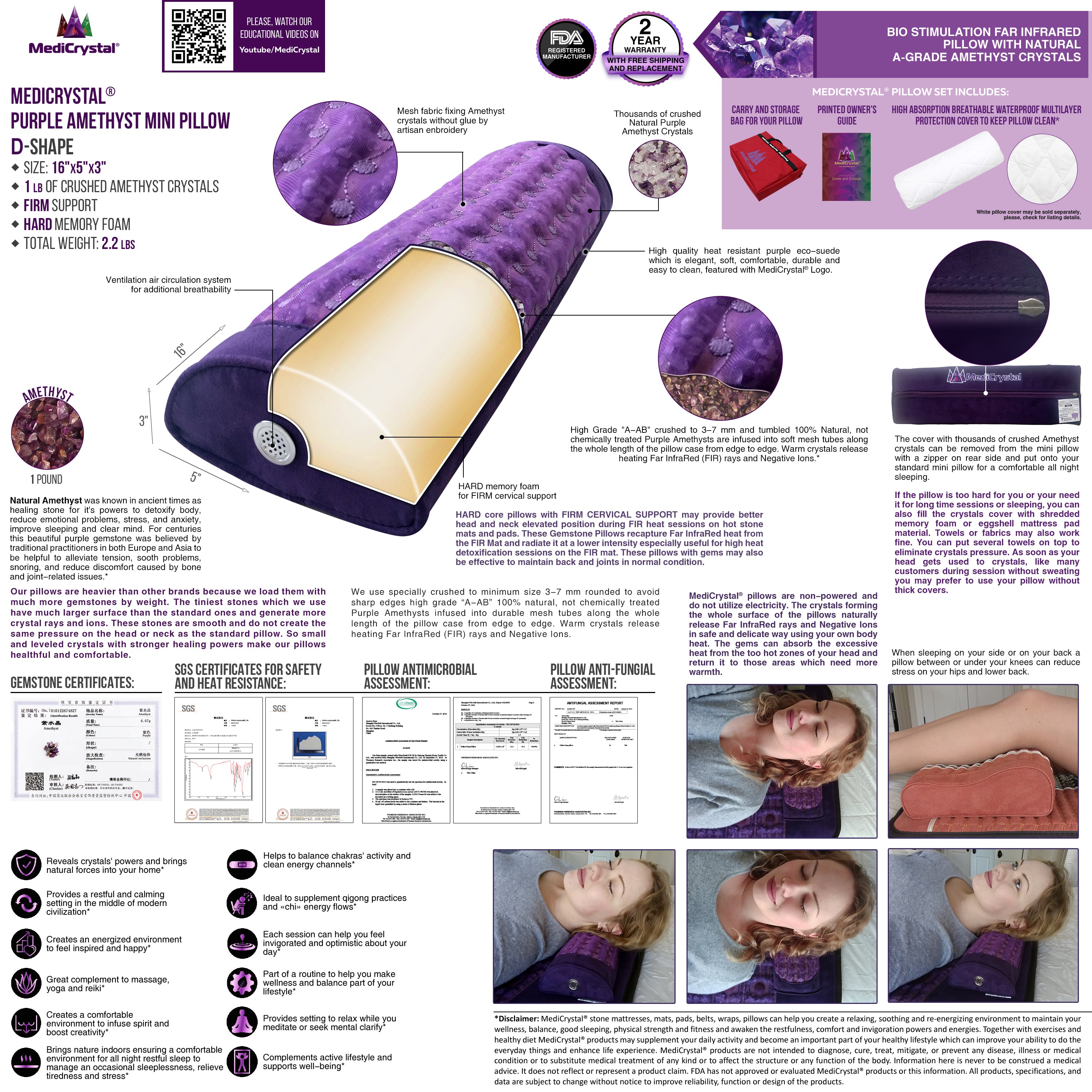 Purple Infrared Heat PEMF Photon Bio-Magnetic Amethyst Agate Mat 220-240V